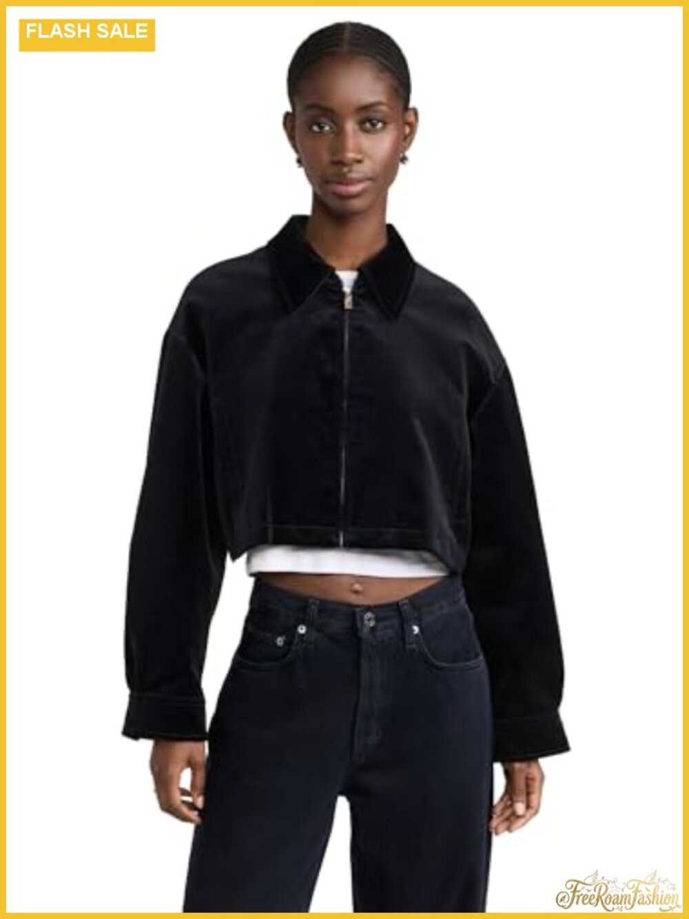 Aline Zip Velvet Jacket Breathable Lining Long Sleeve Hidden Zip Blazer